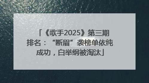 《歌手2025》第三期排名：“断眉”袭榜单依纯成功，白举纲被淘汰