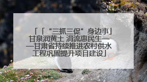 「“三抓三促”身边事」甘泉润黄土 涓流惠民生——甘肃省持续推进农村供水工程巩固提升项目建设