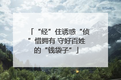 “经”住诱惑“侦”惜拥有 守好百姓的“钱袋子”