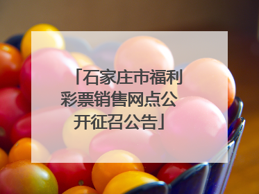 石家庄市福利彩票销售网点公开征召公告