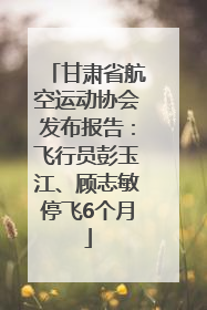 甘肃省航空运动协会发布报告：飞行员彭玉江、顾志敏停飞6个月