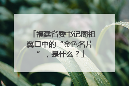 福建省委书记周祖翼口中的“金色名片”，是什么？