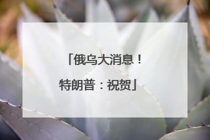 俄乌大消息！特朗普：祝贺