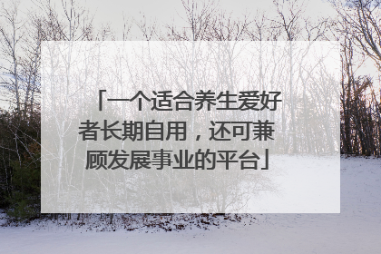 一个适合养生爱好者长期自用，还可兼顾发展事业的平台