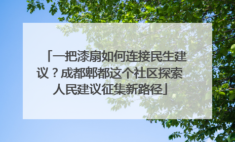 一把漆扇如何连接民生建议？成都郫都这个社区探索人民建议征集新路径