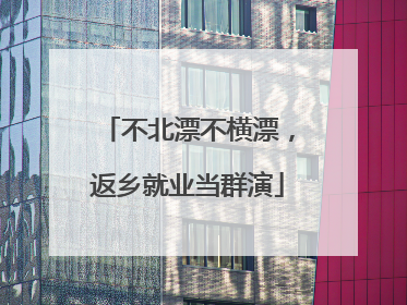 不北漂不横漂，返乡就业当群演