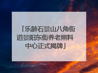 乐龄石景山八角街道景阳东街养老照料中心正式揭牌