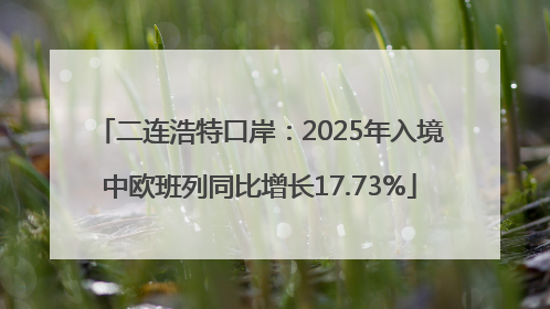 二连浩特口岸：2025年入境中欧班列同比增长17.73%