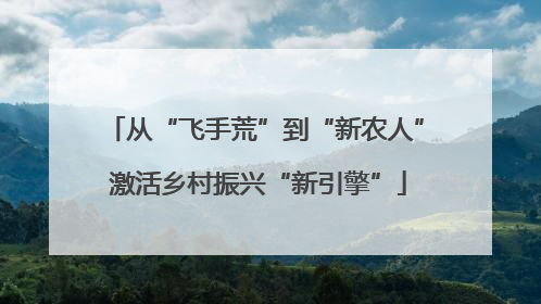 从“飞手荒”到“新农人” 激活乡村振兴“新引擎”