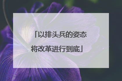 以排头兵的姿态将改革进行到底