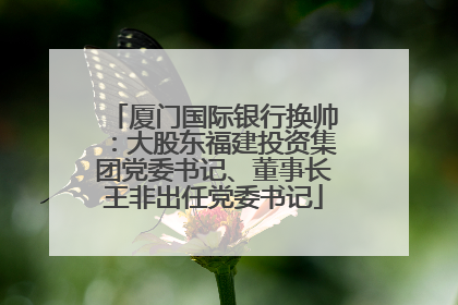 厦门国际银行换帅：大股东福建投资集团党委书记、董事长王非出任党委书记