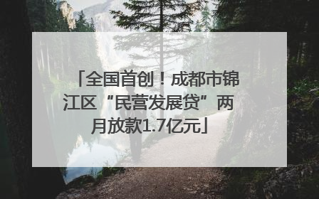 全国首创！成都市锦江区“民营发展贷”两月放款1.7亿元