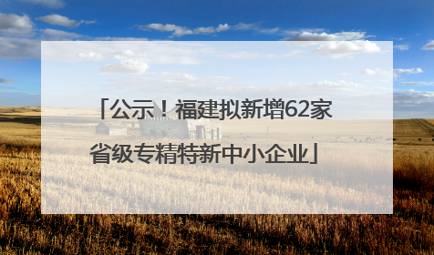 公示！福建拟新增62家省级专精特新中小企业