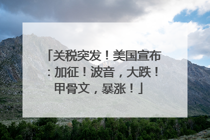 关税突发！美国宣布：加征！波音，大跌！甲骨文，暴涨！