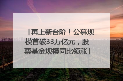 再上新台阶！公募规模首破33万亿元，股票基金规模同比领涨