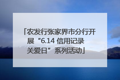 农发行张家界市分行开展“6.14 信用记录关爱日”系列活动