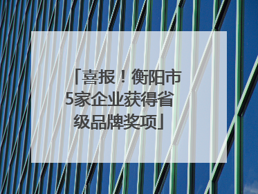 喜报！衡阳市5家企业获得省级品牌奖项