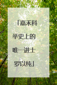 嘉禾科举史上的唯一进士罗以纯