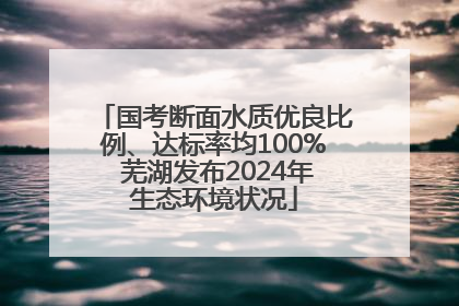 国考断面水质优良比例、达标率均100% 芜湖发布2024年生态环境状况
