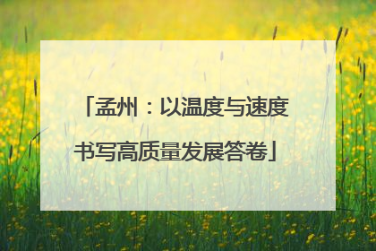 孟州：以温度与速度书写高质量发展答卷