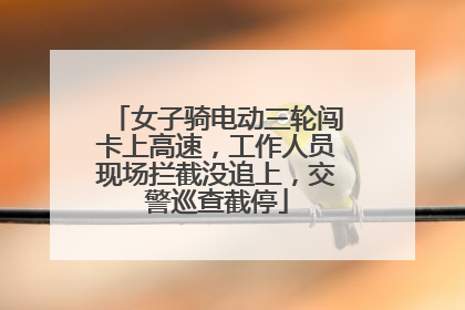 女子骑电动三轮闯卡上高速，工作人员现场拦截没追上，交警巡查截停