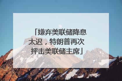 嫌弃美联储降息太迟，特朗普再次抨击美联储主席