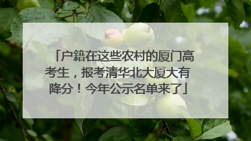 户籍在这些农村的厦门高考生，报考清华北大厦大有降分！今年公示名单来了