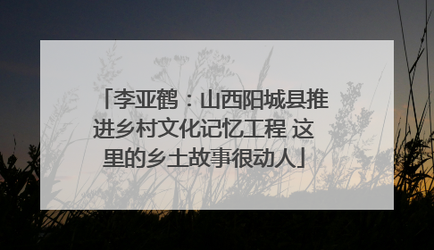 李亚鹤：山西阳城县推进乡村文化记忆工程 这里的乡土故事很动人