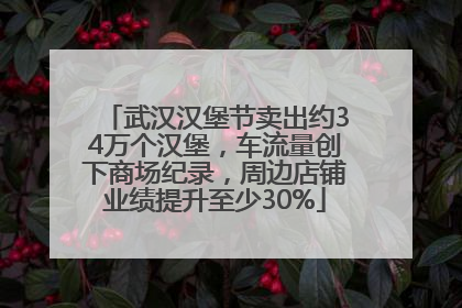 武汉汉堡节卖出约34万个汉堡，车流量创下商场纪录，周边店铺业绩提升至少30%