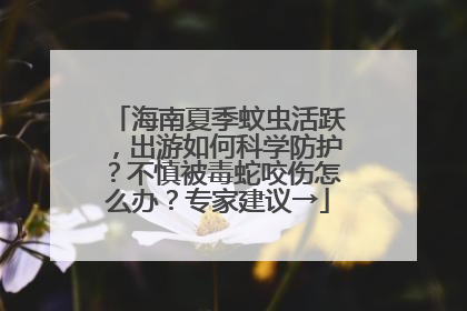 海南夏季蚊虫活跃，出游如何科学防护？不慎被毒蛇咬伤怎么办？专家建议→