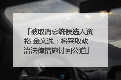 被取消总统候选人资格 金文洙：将采取政治法律措施讨回公道