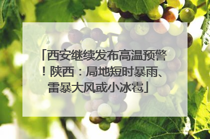 西安继续发布高温预警！陕西：局地短时暴雨、雷暴大风或小冰雹