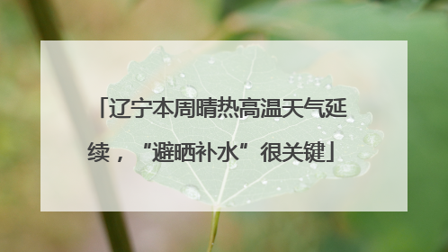 辽宁本周晴热高温天气延续，“避晒补水”很关键