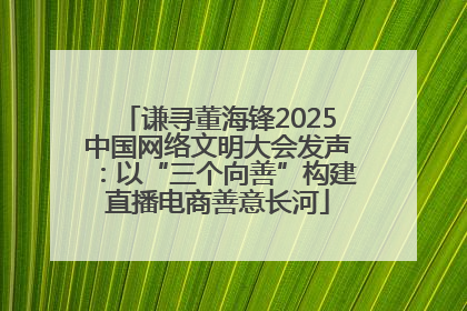 谦寻董海锋2025中国网络文明大会发声：以“三个向善”构建直播电商善意长河