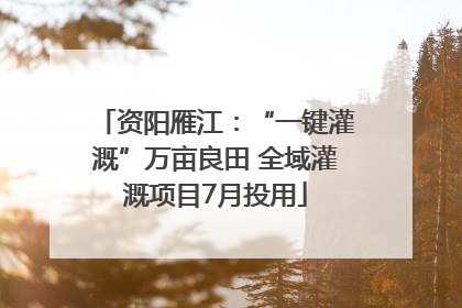 资阳雁江：“一键灌溉”万亩良田 全域灌溉项目7月投用