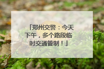 郑州交警：今天下午，多个路段临时交通管制！