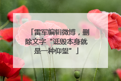 雷军编辑微博，删除文字“诋毁本身就是一种仰望”
