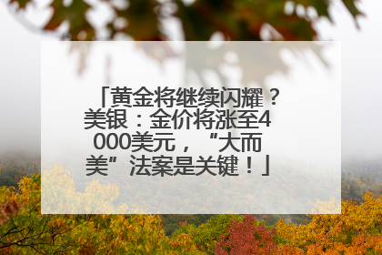 黄金将继续闪耀？美银：金价将涨至4000美元，“大而美”法案是关键！